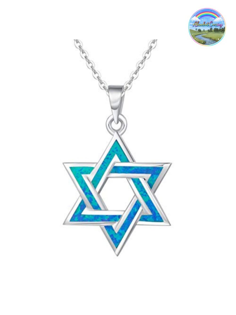 Sterling Silver Created Opal Star of David Necklace Dainty Pendant Fine Jewelry